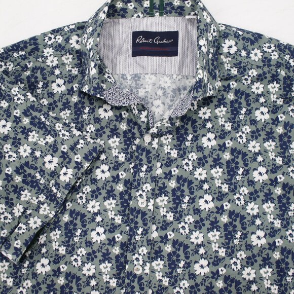 Robert Graham Shirt Mens 2XL Floral modern americana Short Sleeve Tailored Fit - Picture 1 of 15